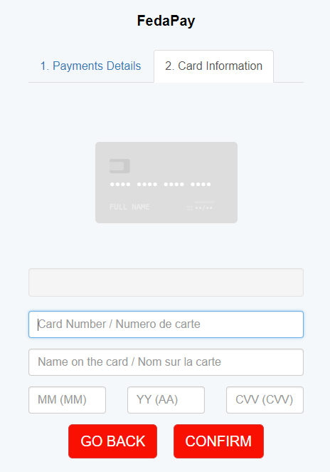 Credit card information