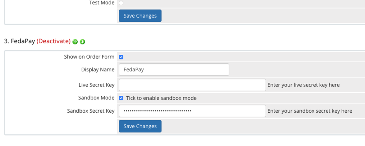 FedaPay plugin settings